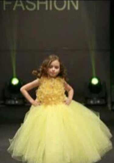 Yellow tulle princess flower girl dress